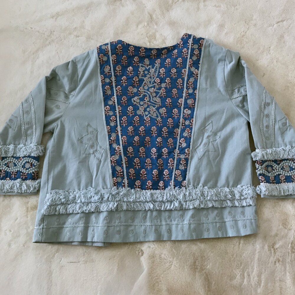 Indigo Moon Light Blue Embroidered Jean Jacket - Picture 8 of 13